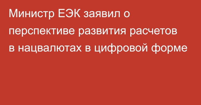 Министр ЕЭК заявил о перспективе развития расчетов в нацвалютах в цифровой форме