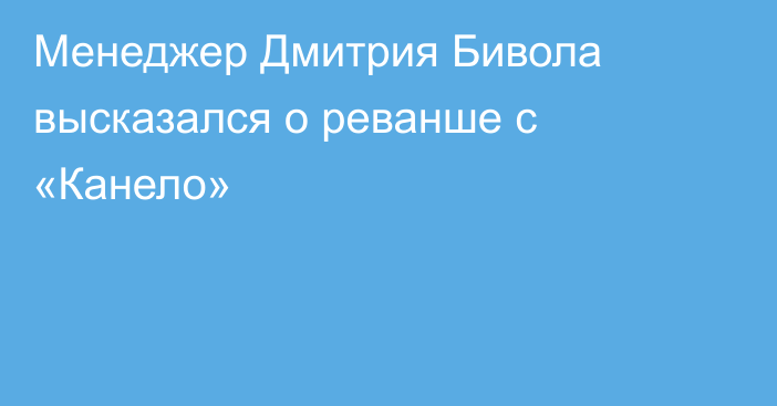 Менеджер Дмитрия Бивола высказался о реванше с «Канело»