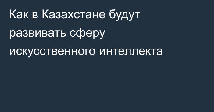 Как в Казахстане будут развивать сферу искусственного интеллекта