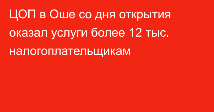 ЦОП в Оше со дня открытия оказал услуги более 12 тыс. налогоплательщикам