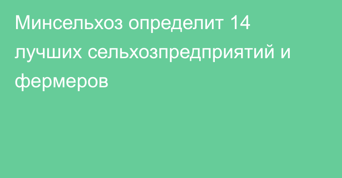 Минсельхоз определит 14 лучших сельхозпредприятий и фермеров