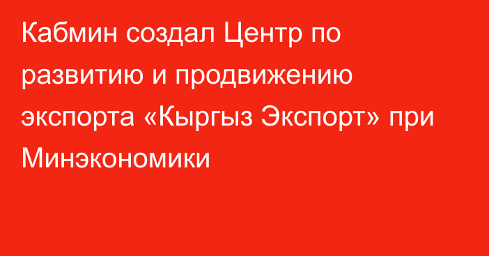 Кабмин создал Центр по развитию и продвижению экспорта «Кыргыз Экспорт» при Минэкономики