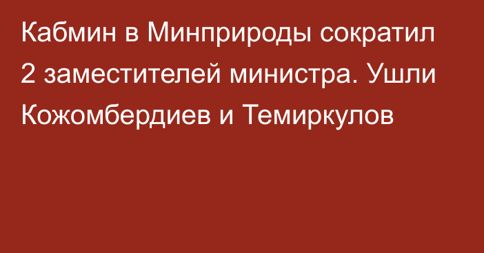 Кабмин в Минприроды сократил 2 заместителей министра. Ушли Кожомбердиев и Темиркулов