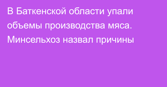 В Баткенской области упали объемы производства мяса. Минсельхоз назвал причины