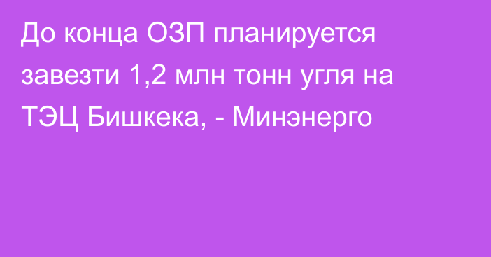 До конца ОЗП планируется завезти 1,2 млн тонн угля на ТЭЦ Бишкека, - Минэнерго