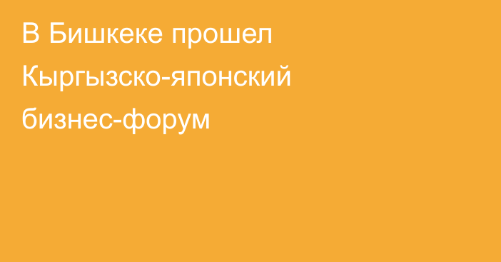 В Бишкеке прошел Кыргызско-японский бизнес-форум