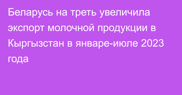 Беларусь на треть увеличила экспорт молочной продукции в Кыргызстан в январе-июле 2023 года