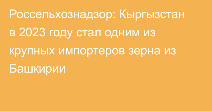 Россельхознадзор: Кыргызстан в 2023 году стал одним из крупных импортеров зерна из Башкирии