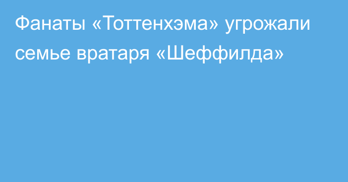 Фанаты «Тоттенхэма» угрожали семье вратаря «Шеффилда»