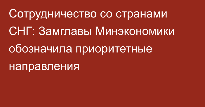 Сотрудничество со странами СНГ: Замглавы Минэкономики обозначила приоритетные направления