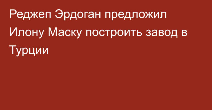 Реджеп Эрдоган предложил Илону Маску построить завод в Турции