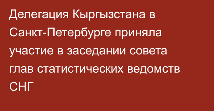 Делегация Кыргызстана в Санкт-Петербурге приняла участие в заседании совета глав статистических ведомств СНГ