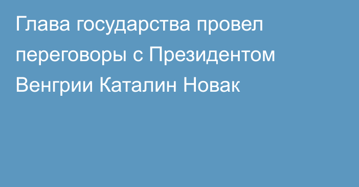 Глава государства провел переговоры с Президентом Венгрии Каталин Новак