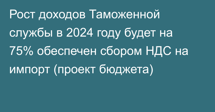 Рост доходов Таможенной службы в 2024 году будет на 75% обеспечен сбором НДС на импорт (проект бюджета)