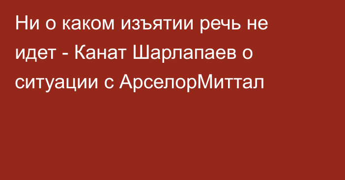 Ни о каком изъятии речь не идет - Канат Шарлапаев о ситуации с АрселорМиттал