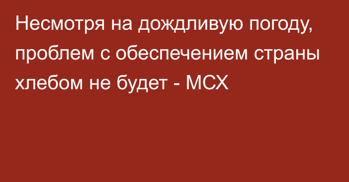 Несмотря на дождливую погоду, проблем с обеспечением страны хлебом не будет  - МСХ