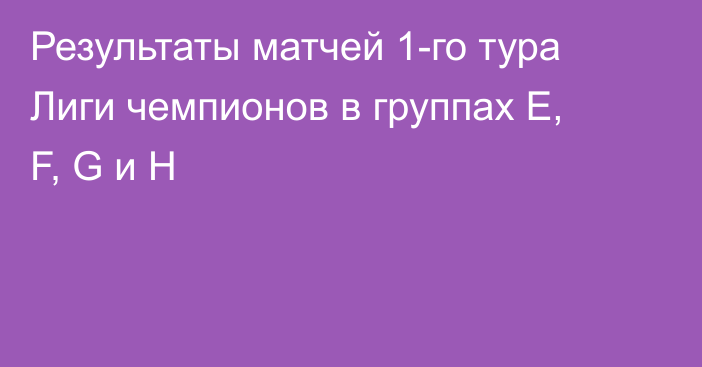 Результаты матчей 1-го тура Лиги чемпионов в группах E, F, G и H