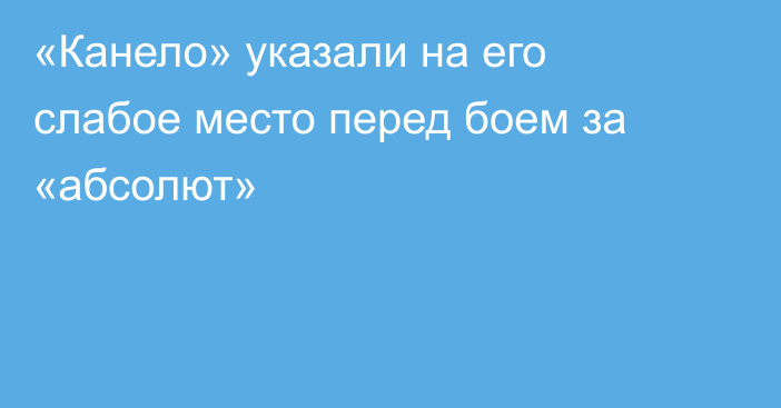 «Канело» указали на его слабое место перед боем за «абсолют»