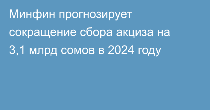 Минфин прогнозирует сокращение сбора акциза на 3,1 млрд сомов в 2024 году