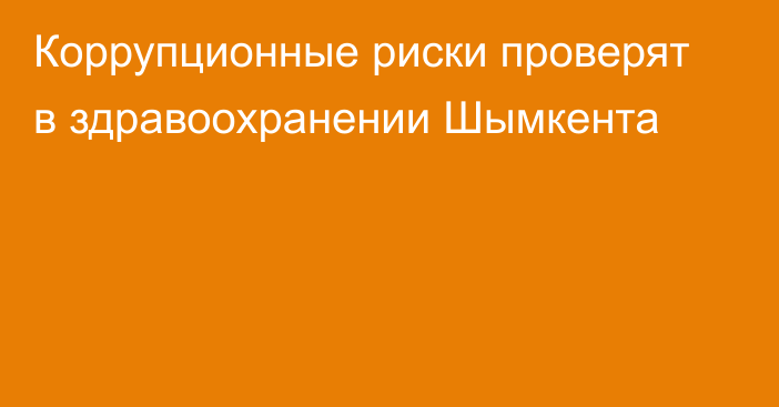 Коррупционные риски проверят в здравоохранении Шымкента