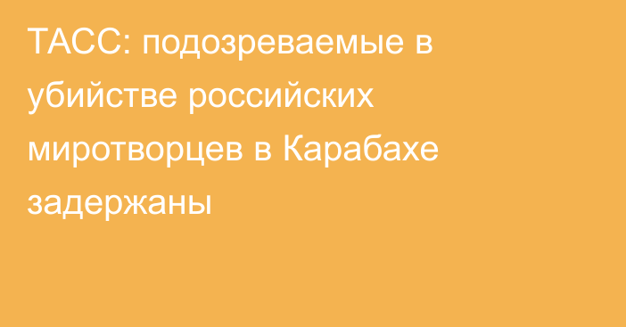 ТАСС: подозреваемые в убийстве российских миротворцев в Карабахе задержаны