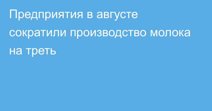 Предприятия в августе сократили производство молока на треть