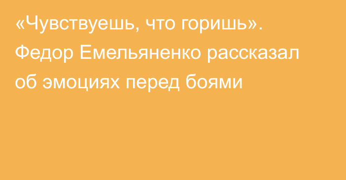 «Чувствуешь, что горишь». Федор Емельяненко рассказал об эмоциях перед боями