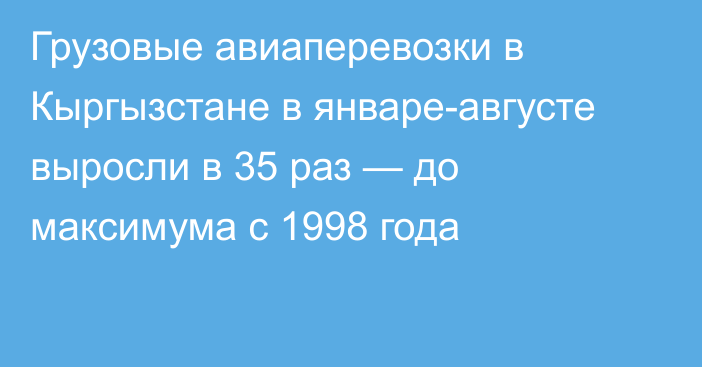 Грузовые авиаперевозки в Кыргызстане в январе-августе выросли в 35 раз — до максимума с 1998 года