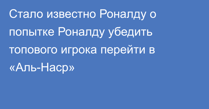 Стало известно Роналду о попытке Роналду убедить топового игрока перейти в «Аль-Наср»