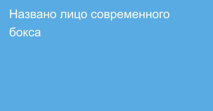 Названо лицо современного бокса