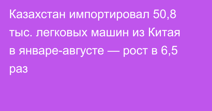 Казахстан импортировал 50,8 тыс. легковых машин из Китая в январе-августе — рост в 6,5 раз