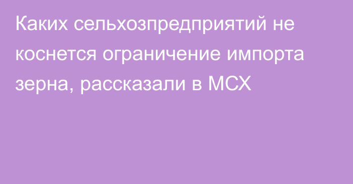 Каких сельхозпредприятий не коснется ограничение импорта зерна, рассказали в МСХ