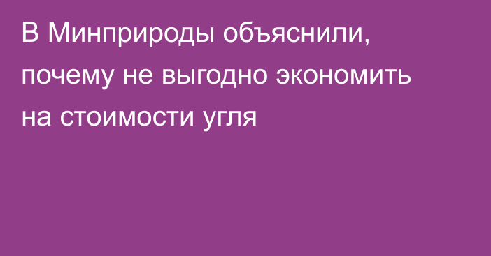 В Минприроды объяснили, почему не выгодно экономить на стоимости угля