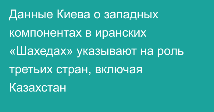 Данные Киева о западных компонентах в иранских «Шахедах» указывают на роль третьих стран, включая Казахстан