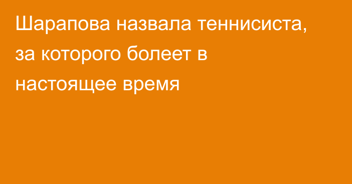 Шарапова назвала теннисиста, за которого болеет в настоящее время