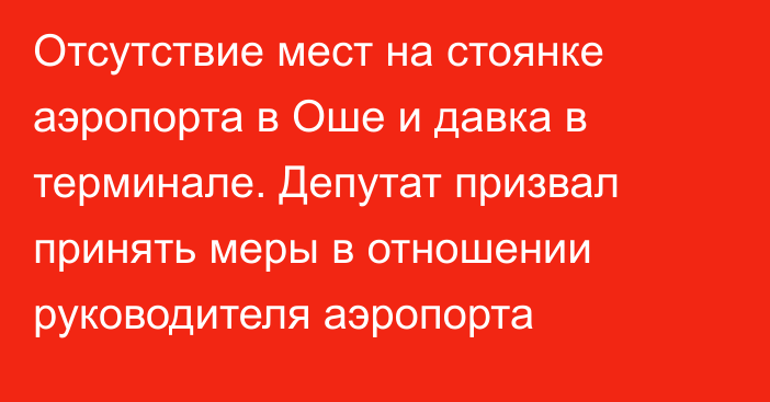 Отсутствие мест на стоянке аэропорта в Оше и давка в терминале. Депутат призвал принять меры в отношении руководителя аэропорта