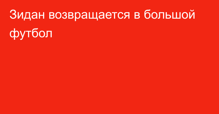 Зидан возвращается в большой футбол