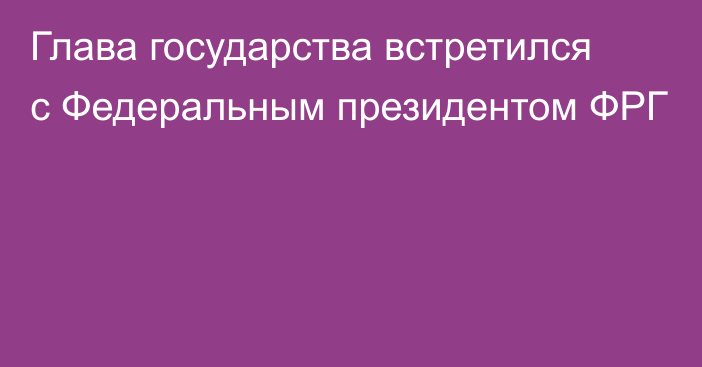 Глава государства встретился с Федеральным президентом ФРГ