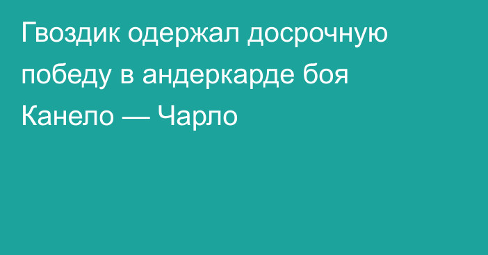 Гвоздик одержал досрочную победу в андеркарде боя Канело — Чарло