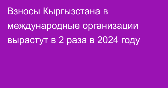 Взносы Кыргызстана в международные организации вырастут в 2 раза в 2024 году