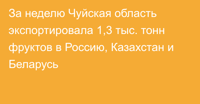 За неделю Чуйская область экспортировала 1,3 тыс. тонн фруктов в Россию, Казахстан и Беларусь