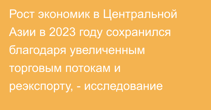 Рост экономик в Центральной Азии в 2023 году сохранился благодаря увеличенным торговым потокам и реэкспорту, - исследование