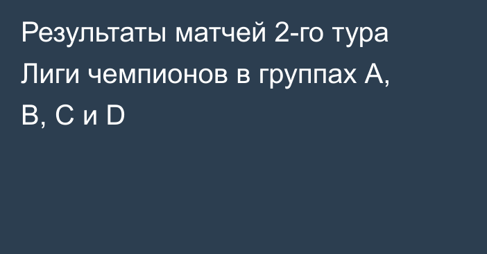 Результаты матчей 2-го тура Лиги чемпионов в группах А, B, С и D