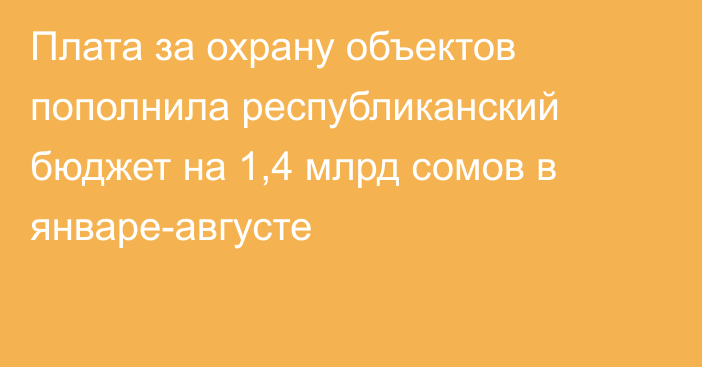 Плата за охрану объектов пополнила республиканский бюджет на 1,4 млрд сомов в январе-августе