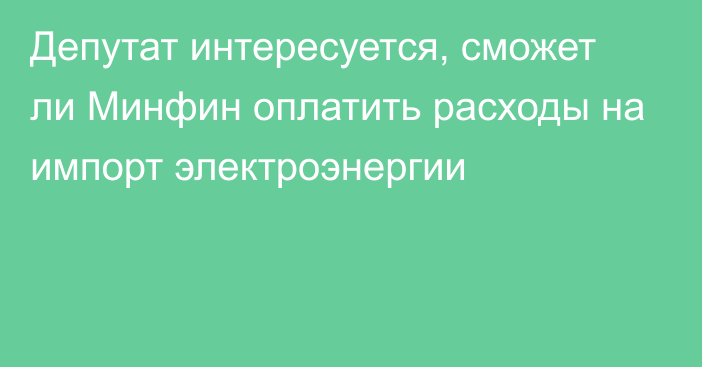 Депутат интересуется, сможет ли Минфин оплатить расходы на импорт электроэнергии