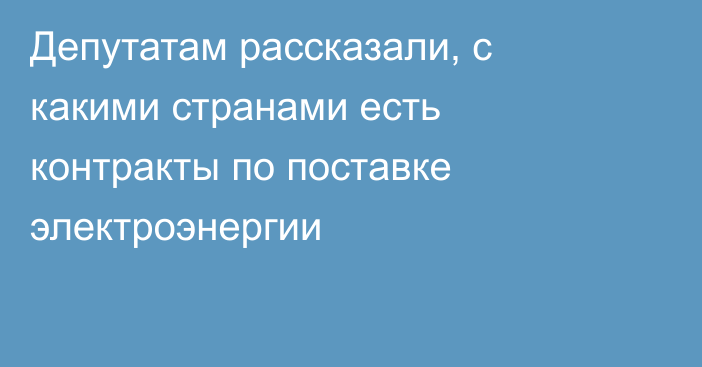 Депутатам рассказали, с какими странами есть контракты по поставке электроэнергии