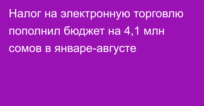 Налог на электронную торговлю пополнил бюджет на 4,1 млн сомов в январе-августе