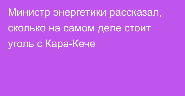 Министр энергетики рассказал, сколько на самом деле стоит уголь с Кара-Кече