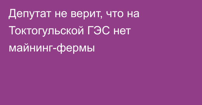 Депутат не верит, что на Токтогульской ГЭС нет майнинг-фермы