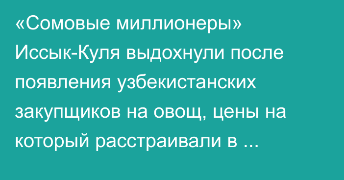 «Сомовые миллионеры» Иссык-Куля выдохнули после появления узбекистанских закупщиков на овощ, цены на который расстраивали в августе